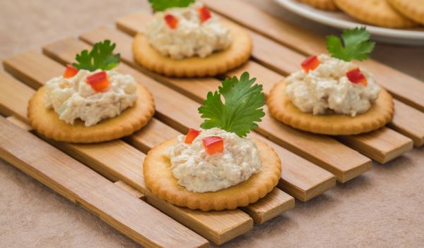 gezonde snacks toastjes of crackers met tonijn