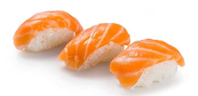 Nigiri met rijst en zalm